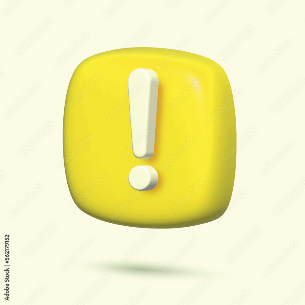 3d yellow danger attention bell or emergency notifications alert on rescue warning 3d icon. Vector 3d yellow danger attention bell or emergency notifications alert on rescue warning 3d icon. Vector