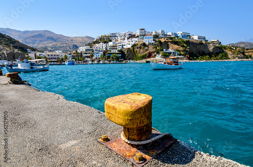 Landscape of the village of Agia Galini in Crete with its famous little fishing port photo