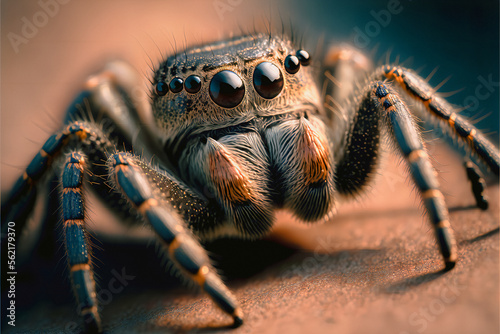 Macro shot of a spider, ai generated