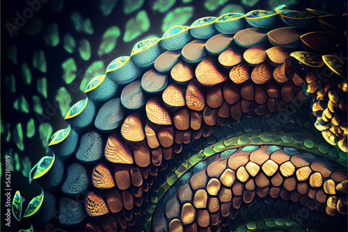 Snake skin abstract background texture semicircle. Beautiful background pattern texture for design Generative AI technology.