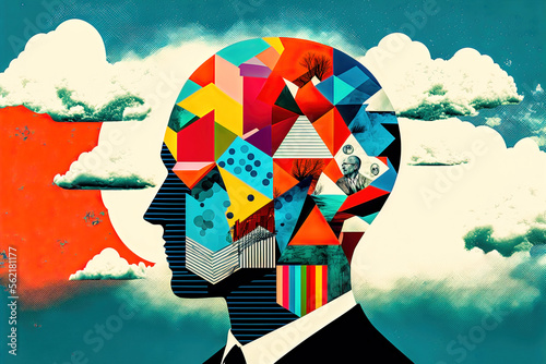 Business Graph Geschäftsgrafik Brainstorming Collage Abstrakte Welt Energie Geld Generative AI, Digital Art Background Cover Illustration