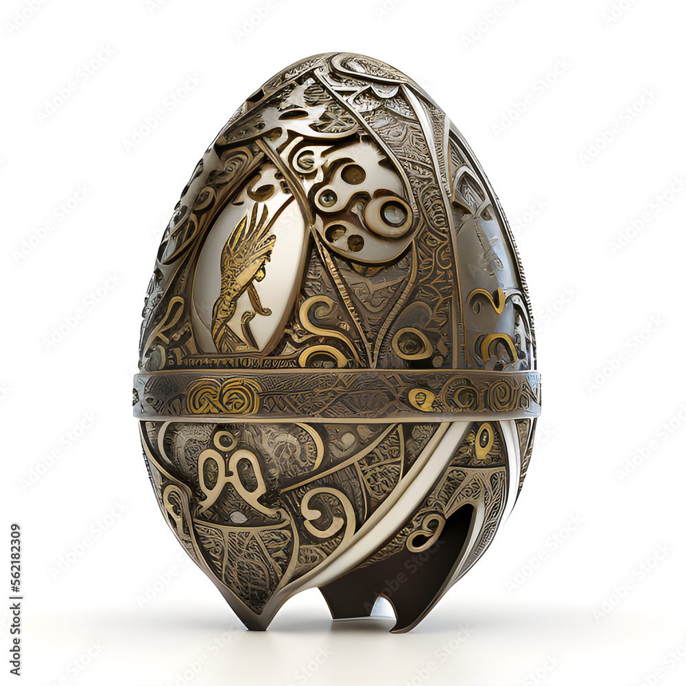 Copper Ornamental Easter Egg. Generative AI Illustration. Knight Metal Style. Copper Ornamental Easter Egg. Generative AI Illustration. Knight Metal Style.