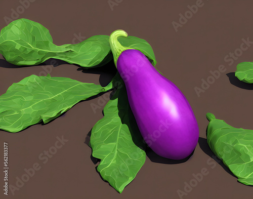 3d rendering illustration of eggplants, generative ai