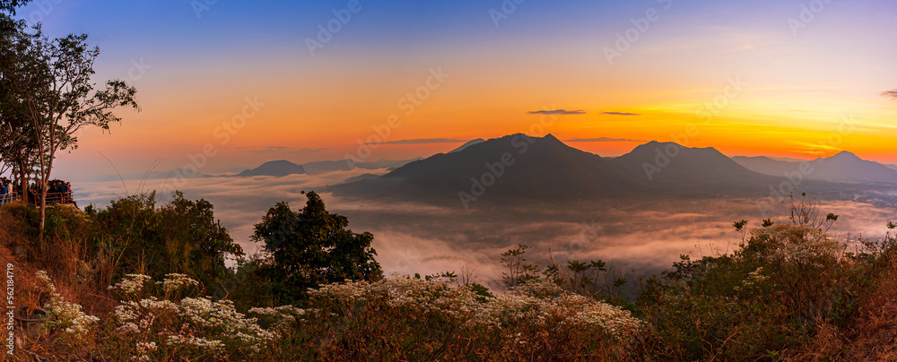 Mist over Phu Thok Mountain at Chiang Khan, Loei Province, Thailand