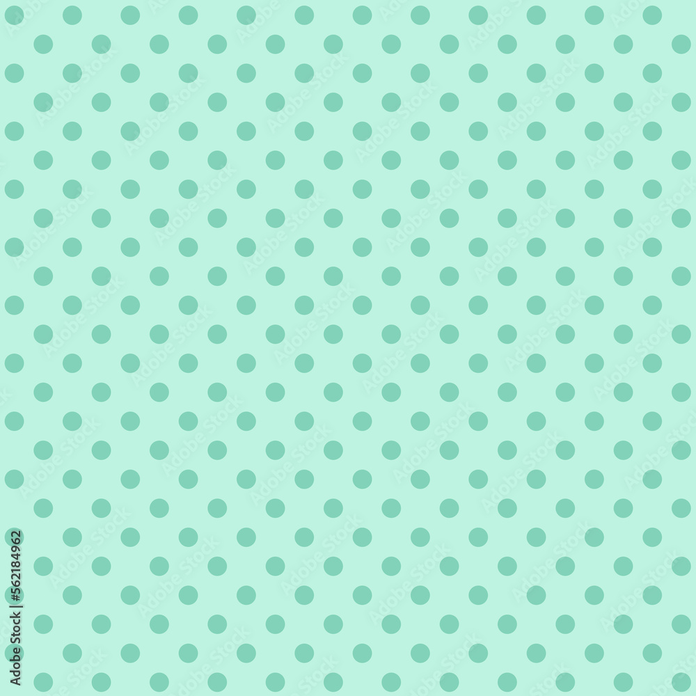  aqua polka dot pattern, seamless texture background. Green Polka dots repeat trendy on light green background, tile. For fabric pattern, card, decor, wrapping paper	