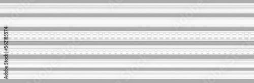 Set of white skirting baseboard molding. Plaster interior decor. Vector illustration.