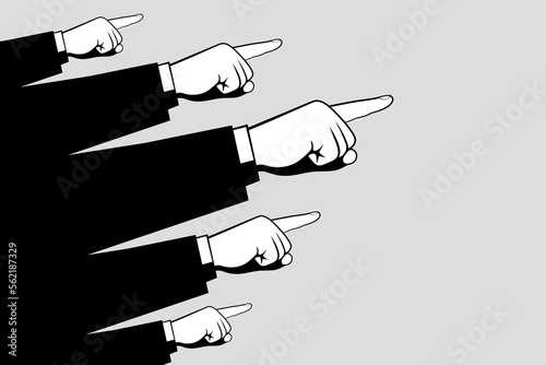 Hands of businessmen or officials with pointing gestures
