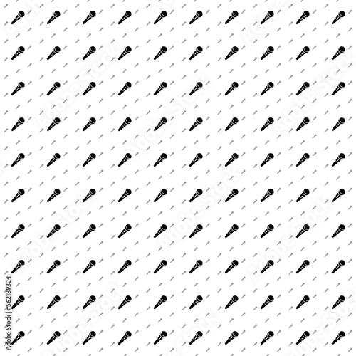 Square seamless background pattern from black microphone symbols are different sizes and opacity. The pattern is evenly filled. Vector illustration on white background