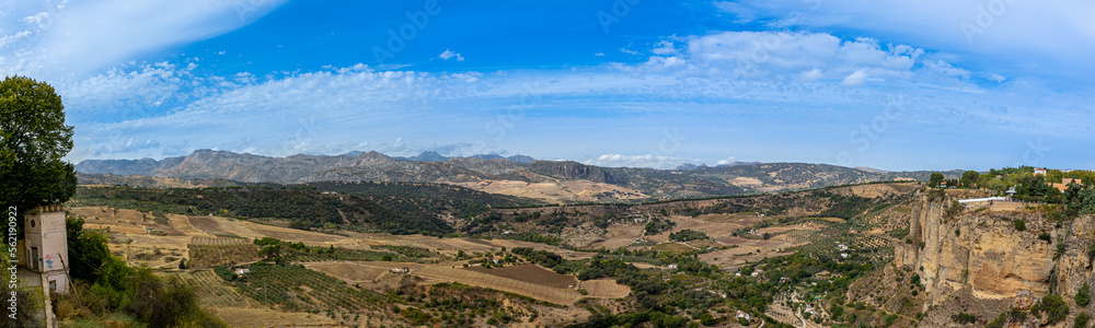 Panoramic view on surrounding mountains in Ronda, Spain on October 23, 2022