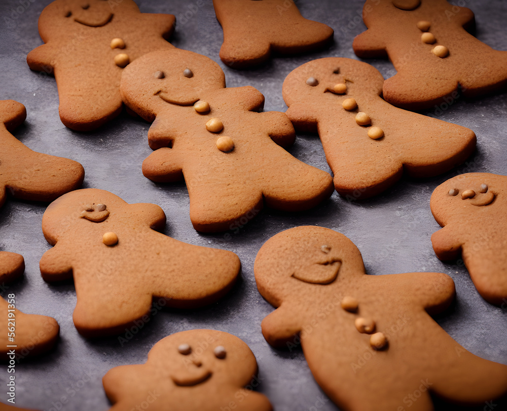 Illustration of gingerbread cookies, generative ai Illustration of gingerbread cookies, generative ai