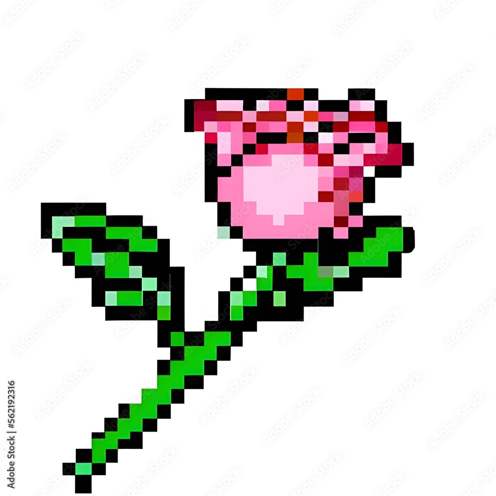 Fototapeta premium Pink roses pixel art. Valentine's Day. Generative AI. 