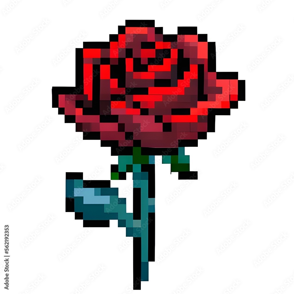 Obraz premium Red roses pixel art. Valentine's Day. Generative AI. 