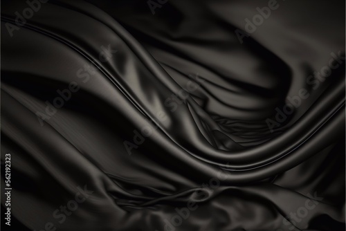 Black luxury silk background, Crumpled black satin texture background or elegant wallpaper design, background, Generative AI