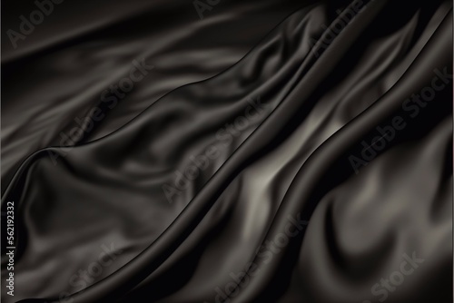Black luxury silk background, Crumpled black satin texture background or elegant wallpaper design, background, Generative AI