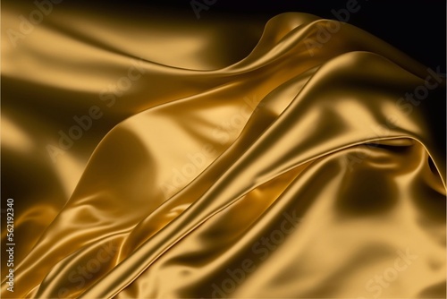 gold luxury silk background, Crumpled gold satin texture background or elegant wallpaper design, background, Generative AI