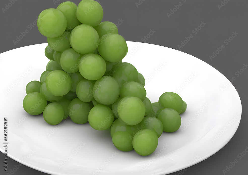 3d rendering illustration of green grapes, generative ai 3d rendering illustration of green grapes, generative ai