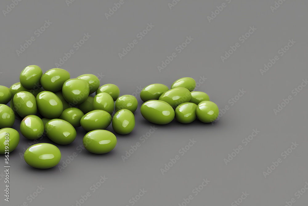 3d rendering illustration of green olives, generative ai 3d rendering illustration of green olives, generative ai