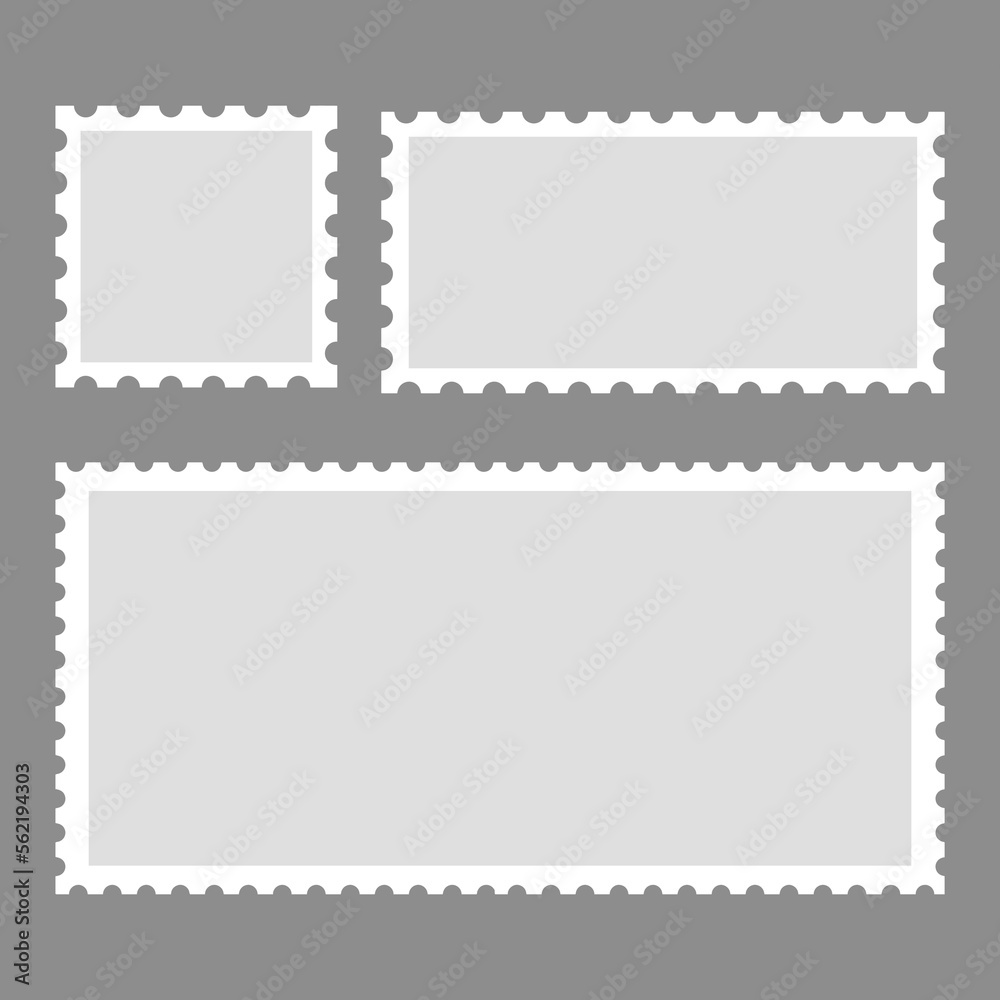 set of blank postage stamp frame vector design