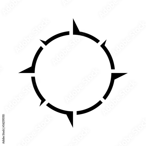 Round compass icon. Navigation symbol for traveler.