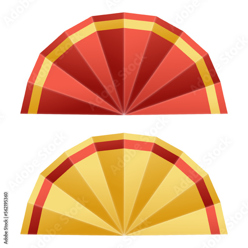 Chinese Paper Fan. 3D illustration of Chinese new year paper  fan. Vector Illustration

