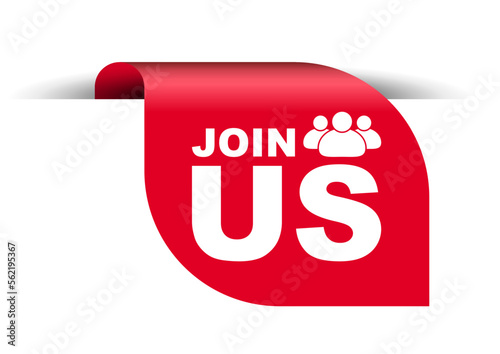 red vector illustration banner join us