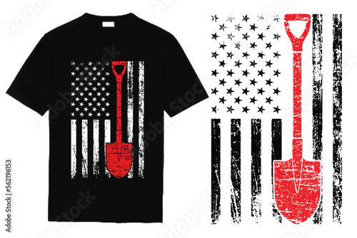 Mining Mine Miner USA Flag T Shirt