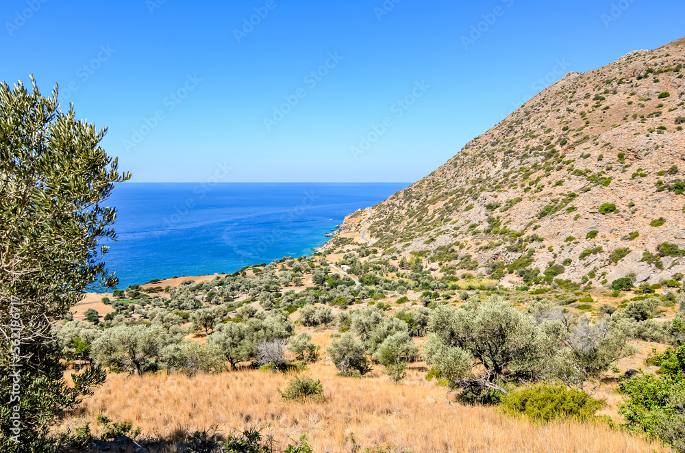 Landscape of the beautiful coastline in Crete 