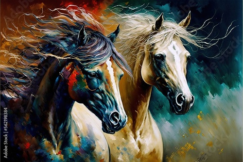 Fotografie, Tablou horses, pop art, canvas print, wall art