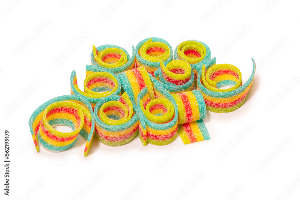 Colorful gummy candies. Isolated on a white background.