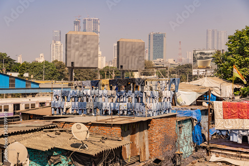 Incredible view of the Dhobi Ghat in Mumbai, the largest open-air laundry in the world.
