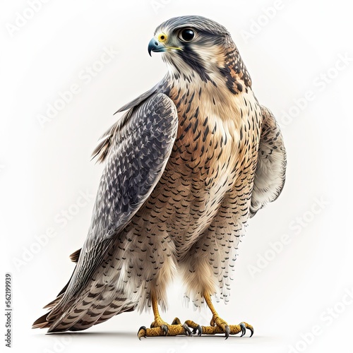 Hawk digital illustration, white background. Generative AI