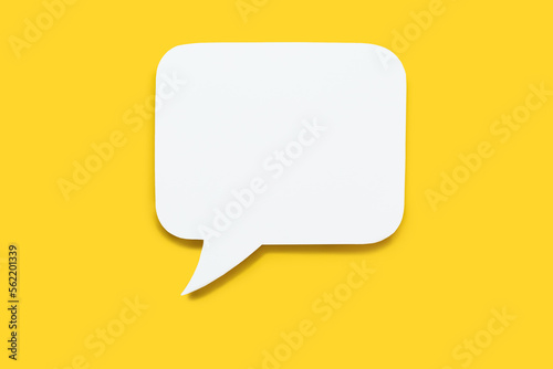 Fototapeta Paper speech bubble in the shape of a rectangle on a yellow background