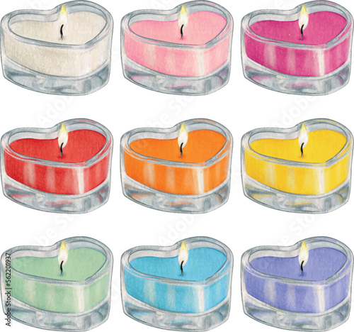 watercolor hand drawn heart shaped tealight candle