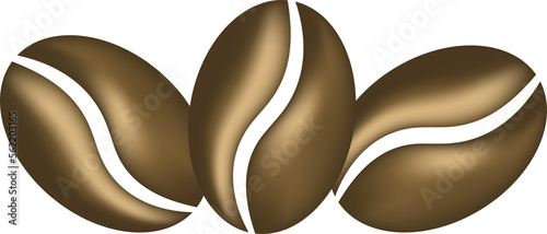 Group of isolated coffee beans on a white background.