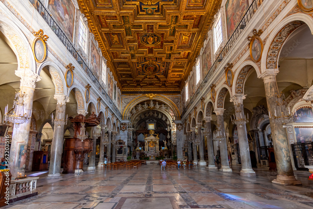 Basilica of St. Mary of Altar of Heaven on Capitoline hill interiors, Rome, Italy