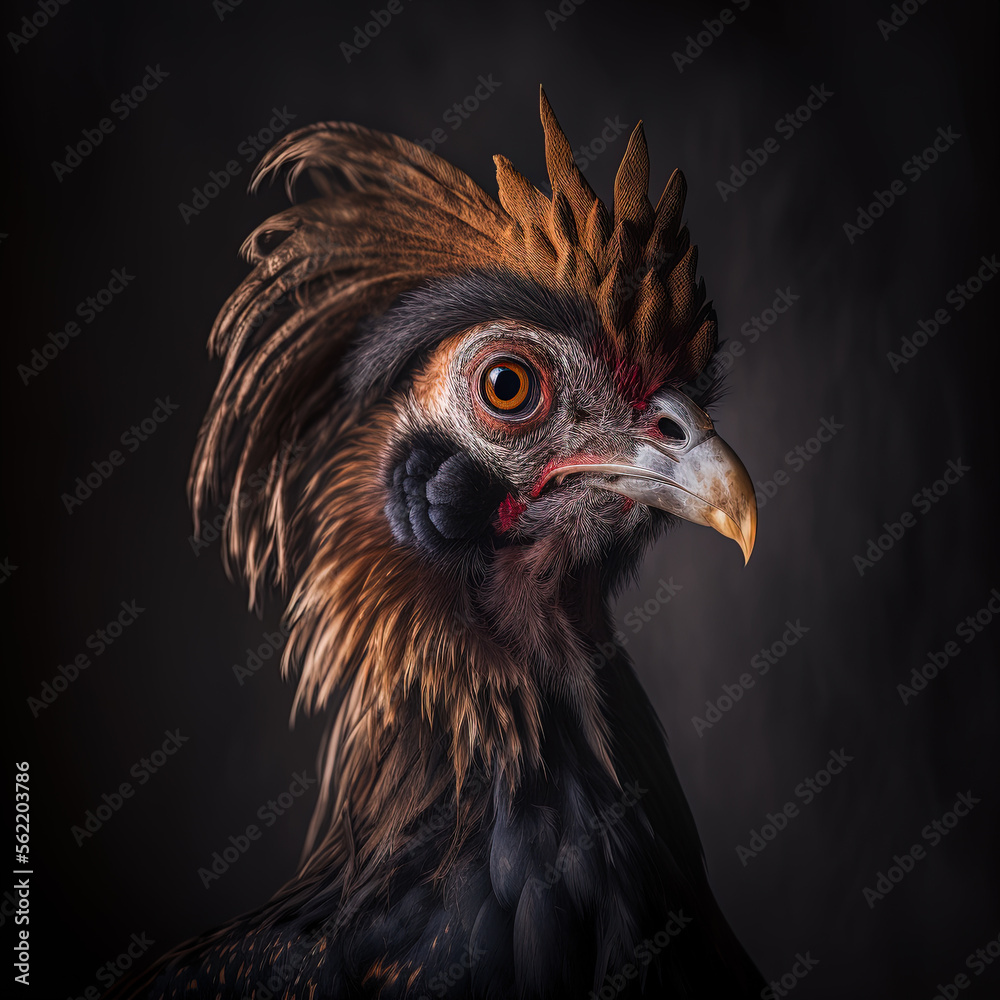 Chicken-Cockerel Portrait was created with Generative AI.