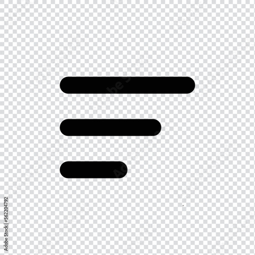 Left align alignment icon in transparent background, basic app and web UI bold line icon, EPS10