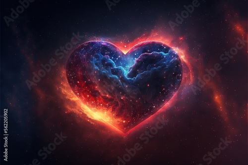 Heart-shaped galaxy wallpaper digital art illustration Ai generated © Roman