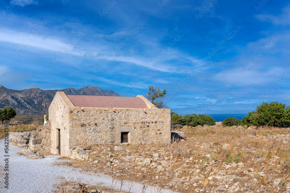 Ancient chapel in antimachia fortress, kos island, greece