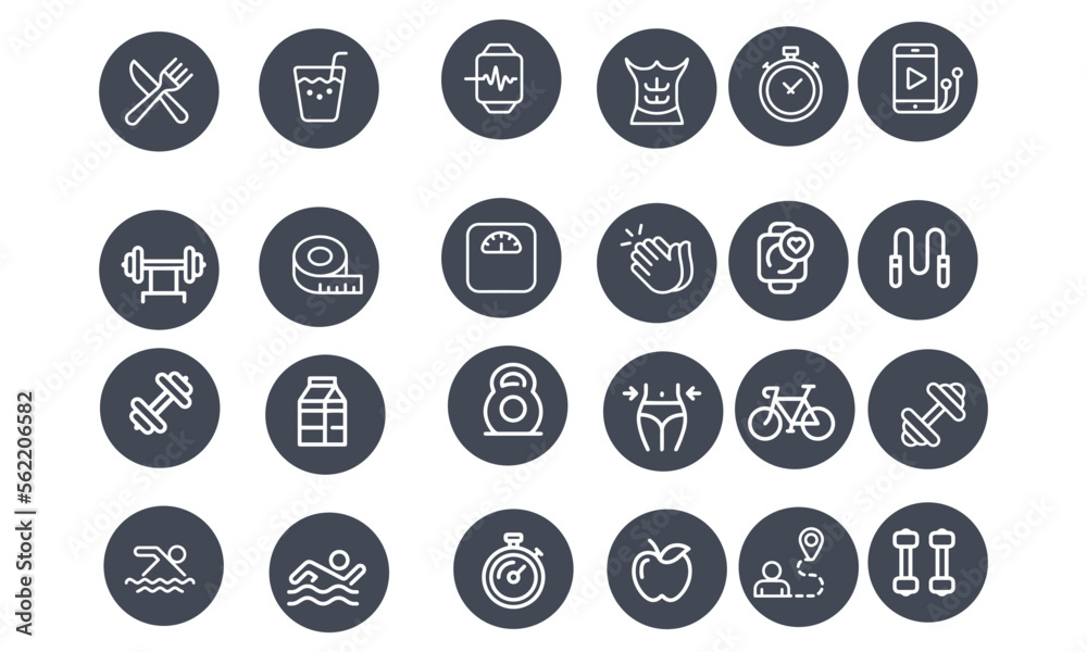 Fitness and Workout icons vector design 