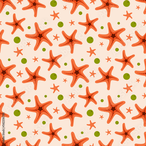 seamless seamless sea star, starfish pattern and background vector illustration