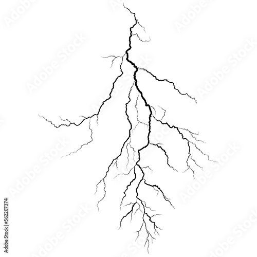 Strokes of cloud to ground lightning strike, Lightning between clouds and ground sketch drawing, contour lines drawn