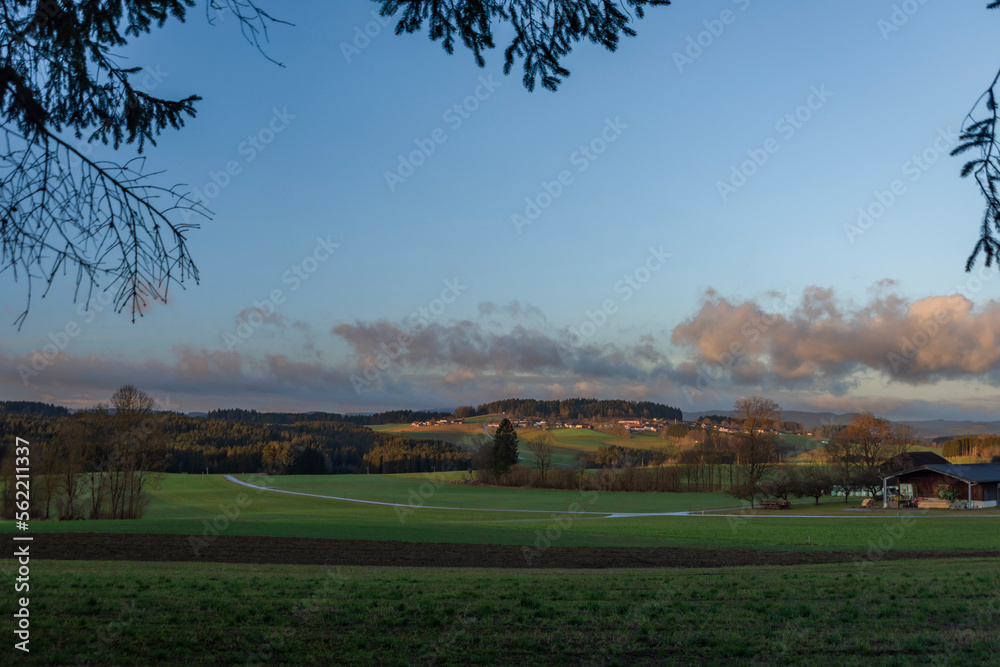 Landscape in north Austia in winter sunny morning without snow Landscape in north Austia in winter sunny morning without snow
