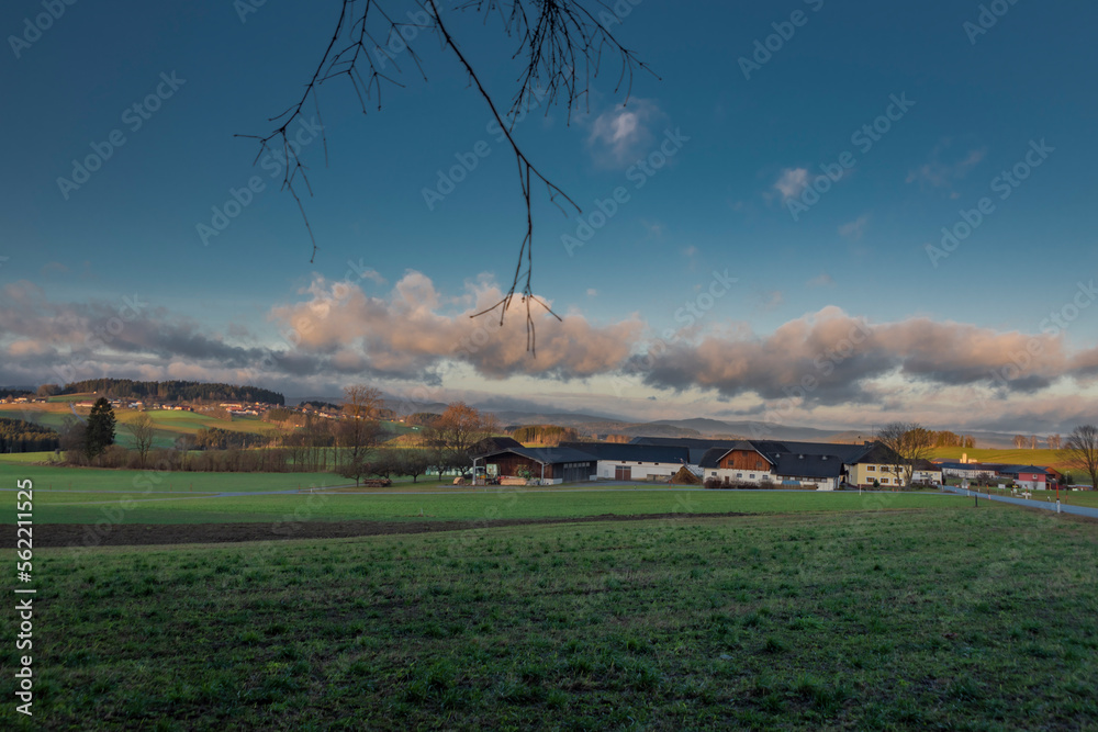 Landscape in north Austia in winter sunny morning without snow Landscape in north Austia in winter sunny morning without snow