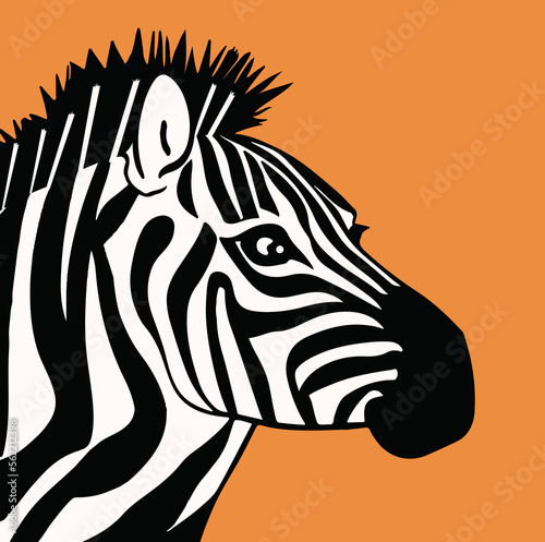 Zebra head profile face illustration vector