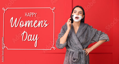 Young woman with shaving fo...