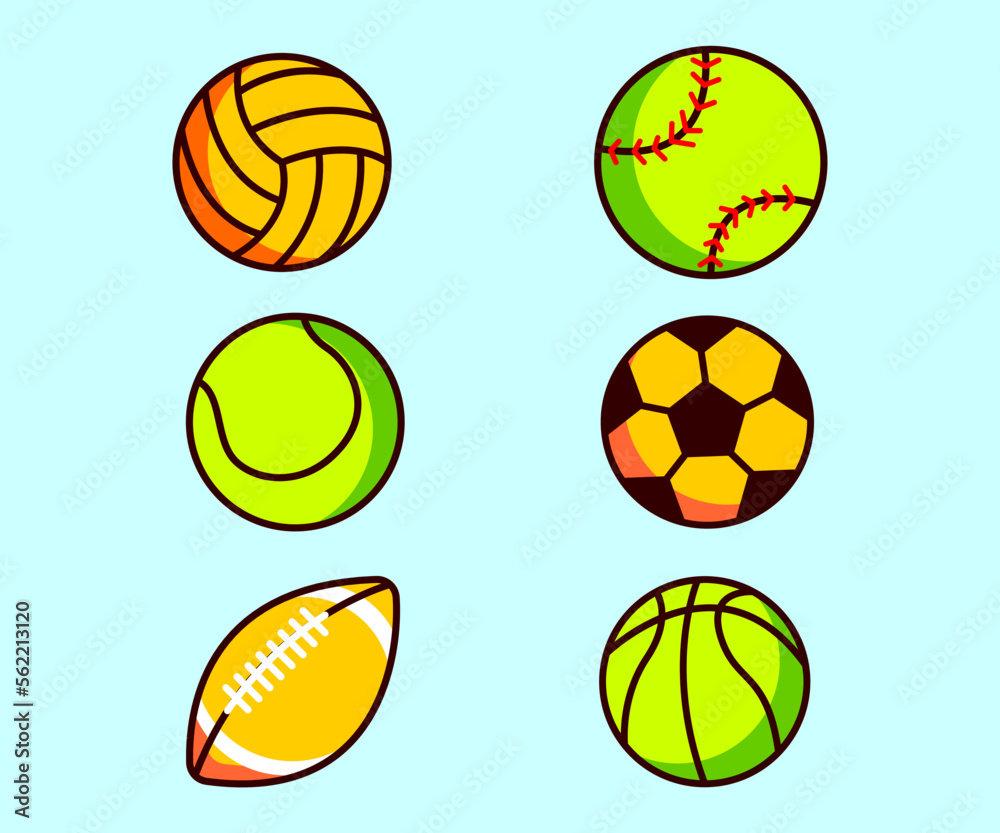 sport icon set, tennis ball collection