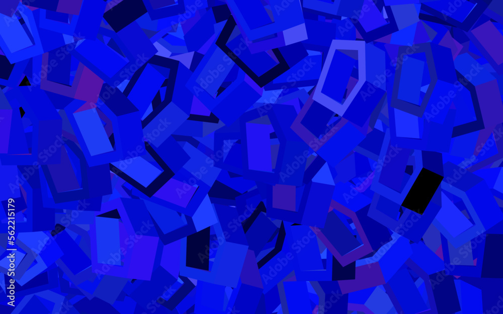 Dark BLUE vector background with set of hexagons. Dark BLUE vector background with set of hexagons.