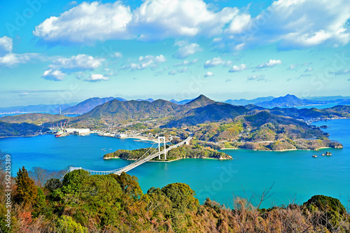 伯方島と大島大橋 カレイ山展望公園からの眺め 愛媛県今治市
