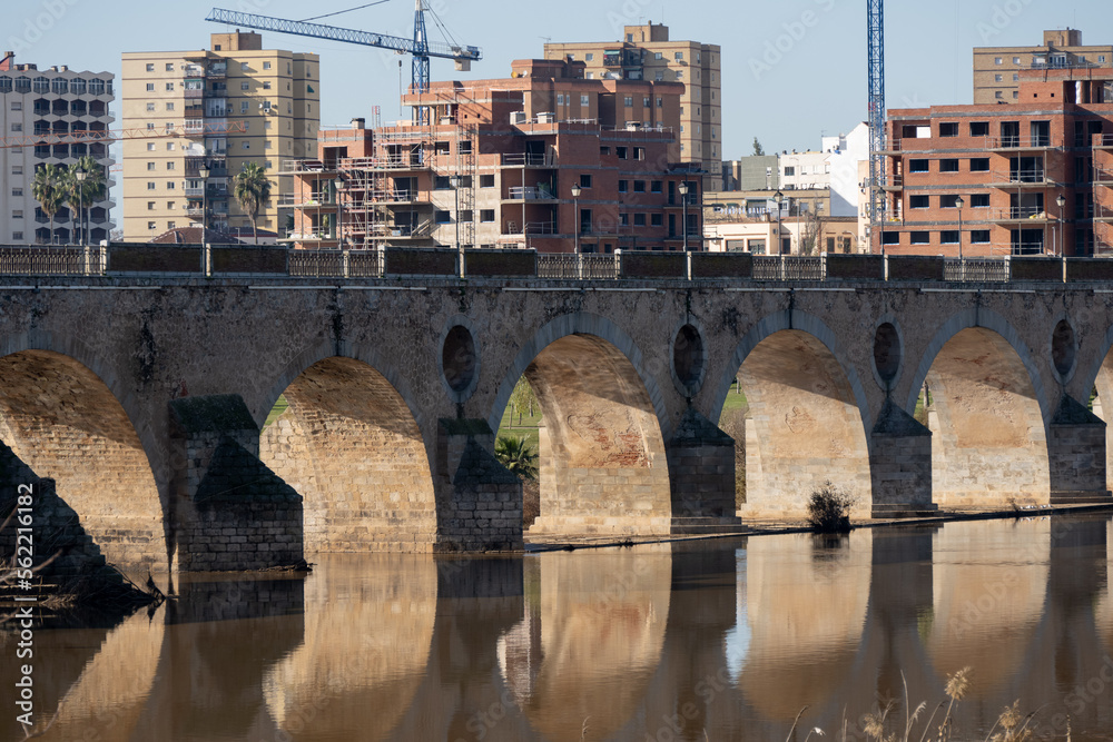 Naklejka premium The Puente de Palmas located in Badajoz, Extremadura, Spain